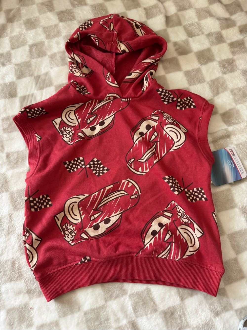 Disney Pixar cars kids Red Graphic Hooded Sleeveless Top